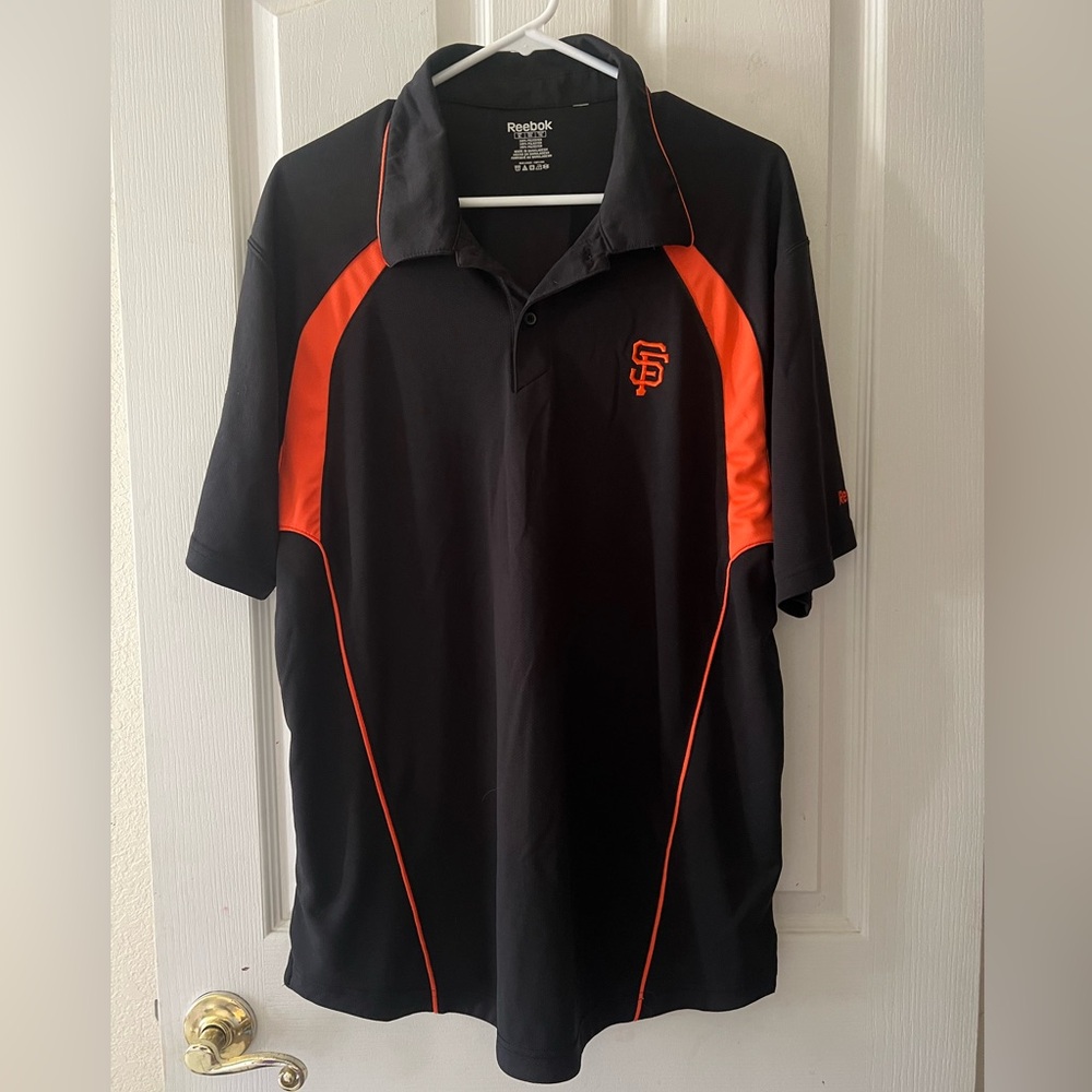 SF Giants MLB Reebok Men’s Orange Black Athletic Golf Polo Size X Large